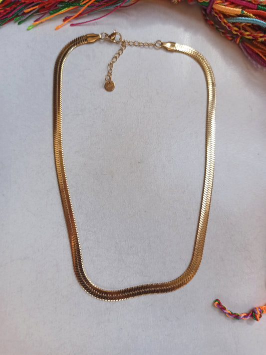 Double snake choker necklace 37cm gold plated steel 6