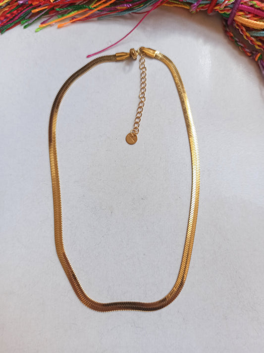 Snake choker necklace 34cm golden steel