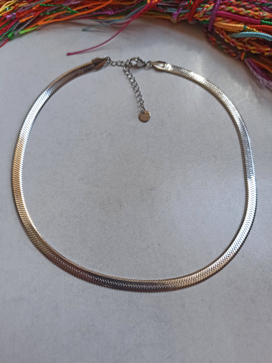 36cm double snake choker necklace steel 2