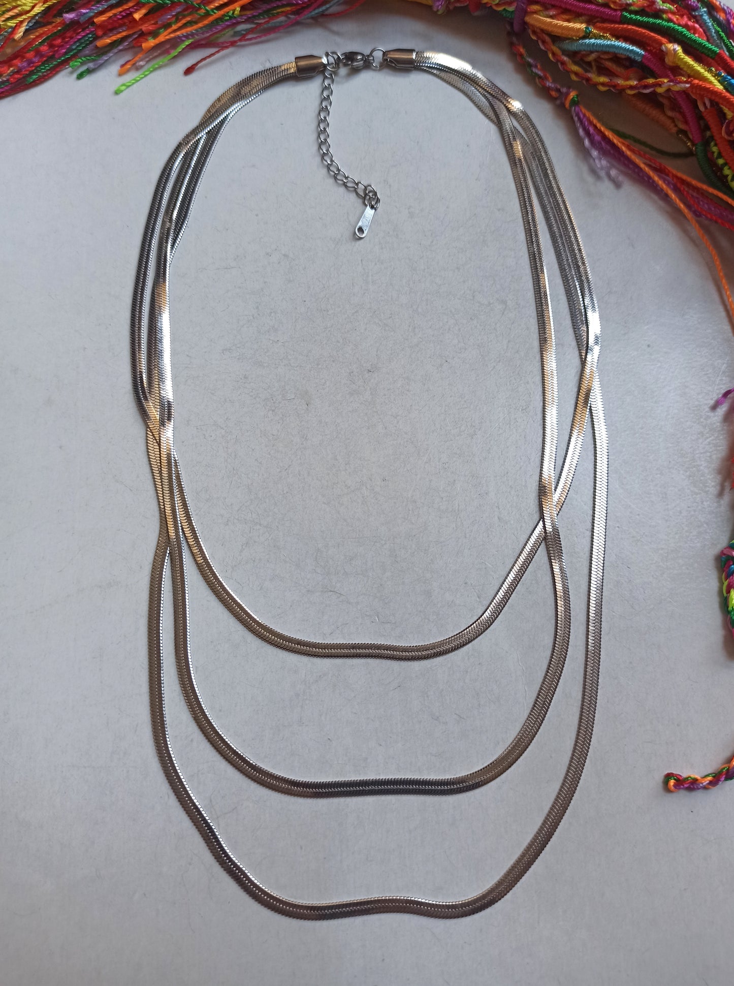 Multi-strand steel snake choker necklace