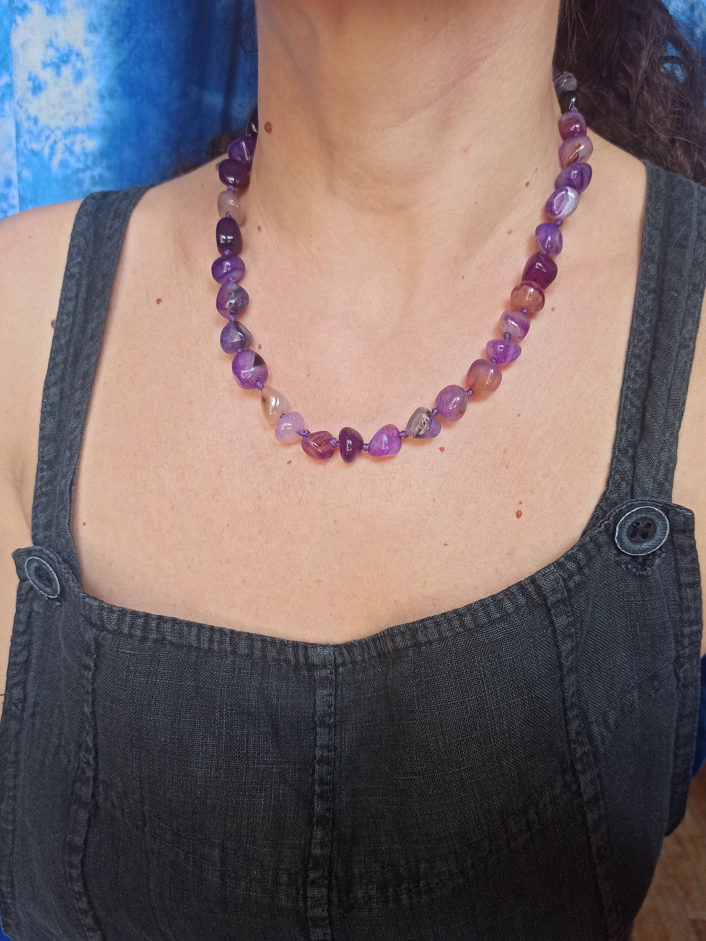 Purple stone choker necklace