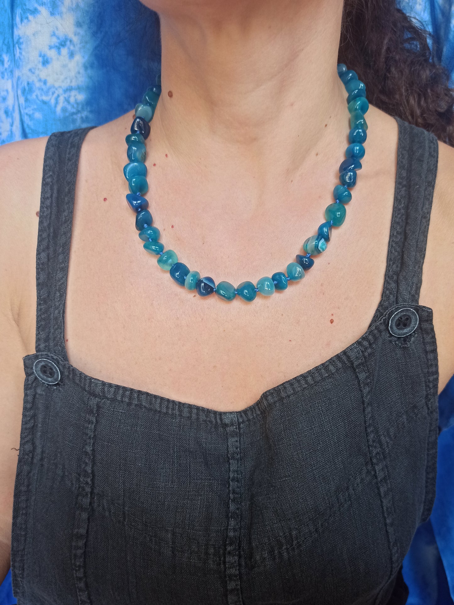 Light blue stone choker necklace