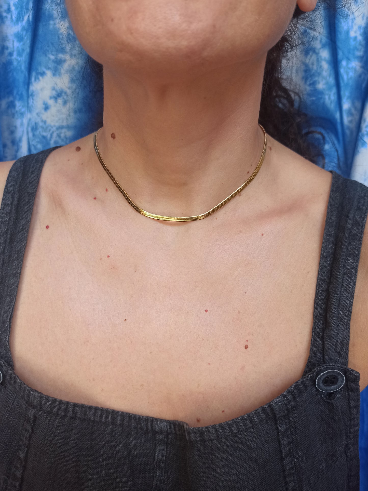 Thin Snake Choker Necklace 36cm Gold Steel 5