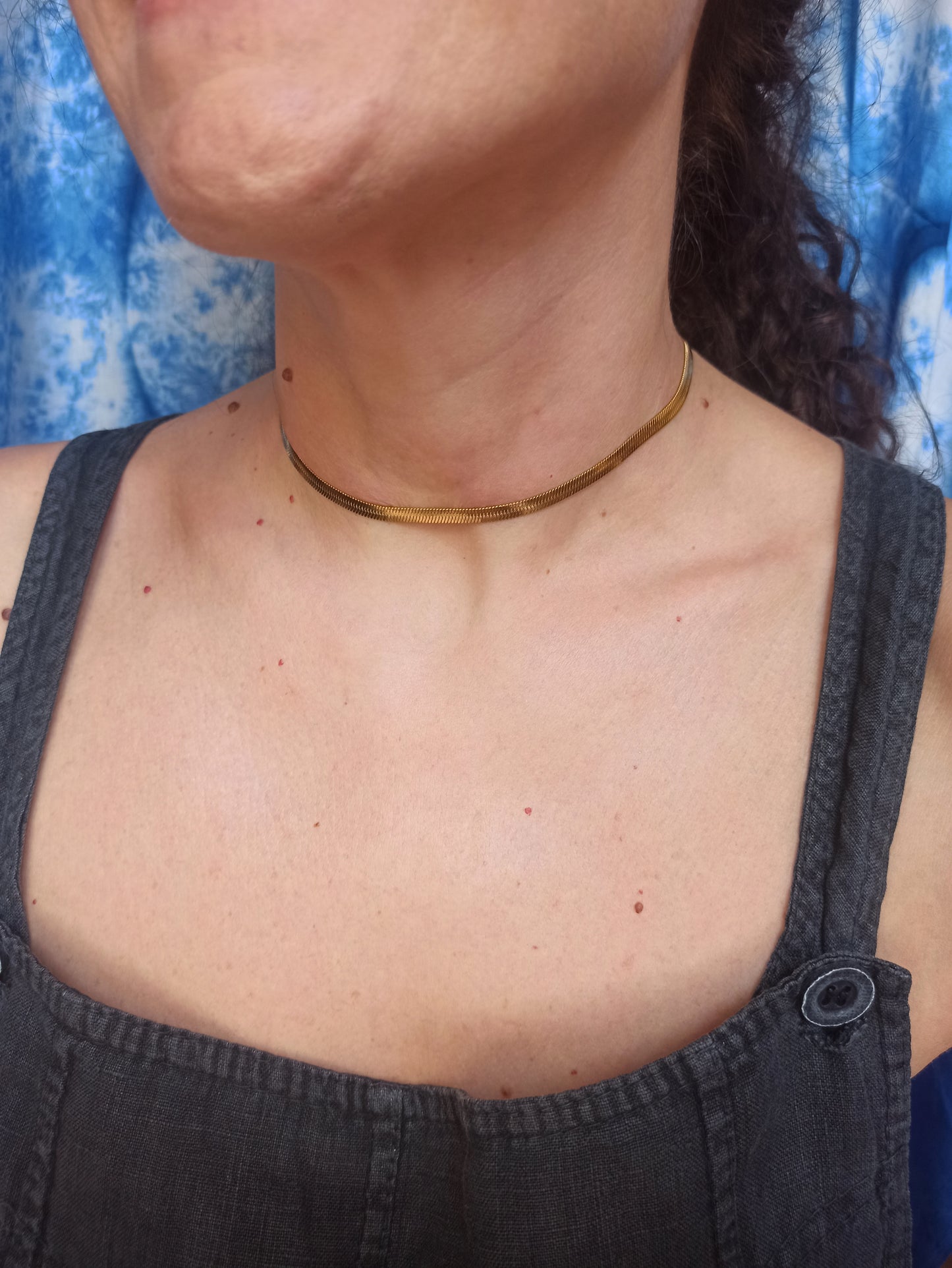 Snake choker necklace 34cm golden steel