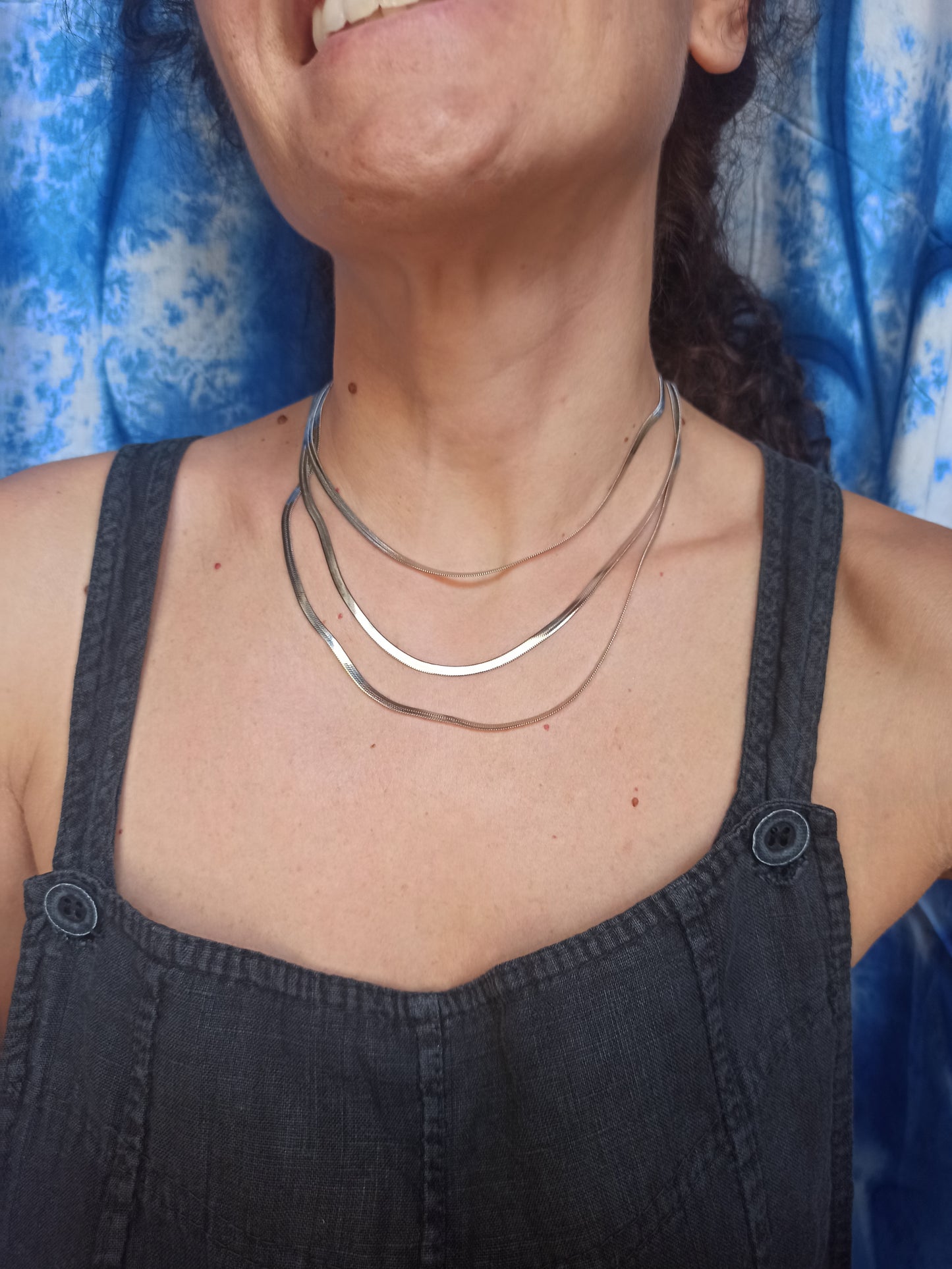 Multi-strand steel snake choker necklace