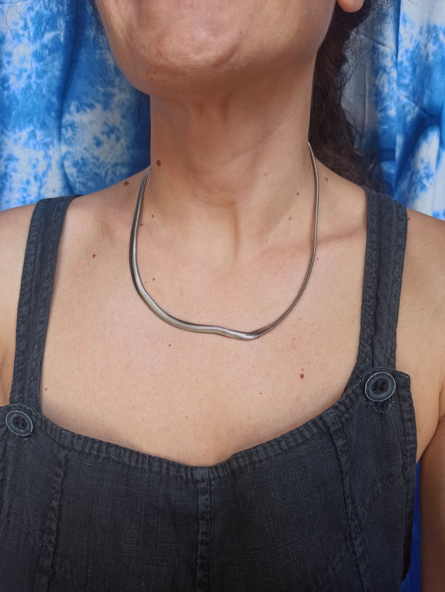 Double snake choker necklace 50cm steel