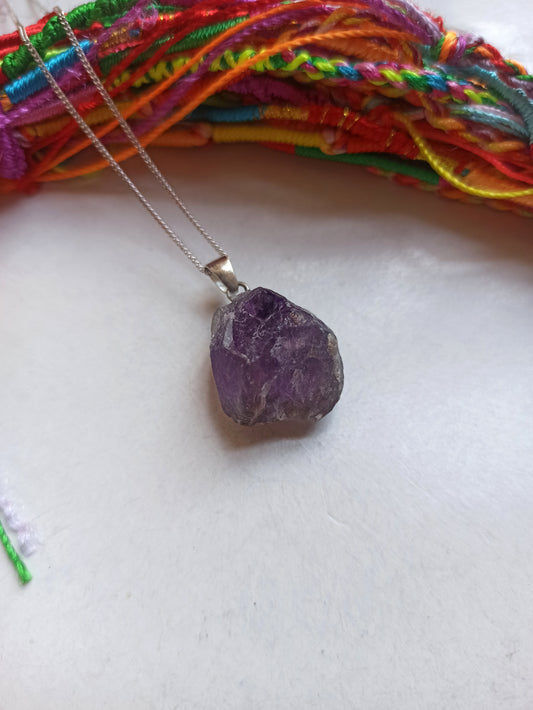 Raw amethyst pendant pendant