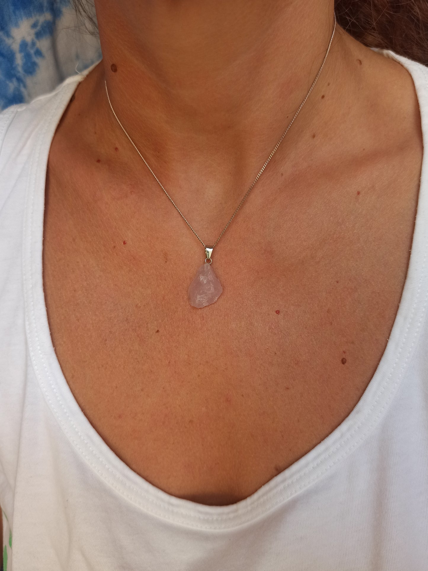 Raw rose quartz pendant pendant