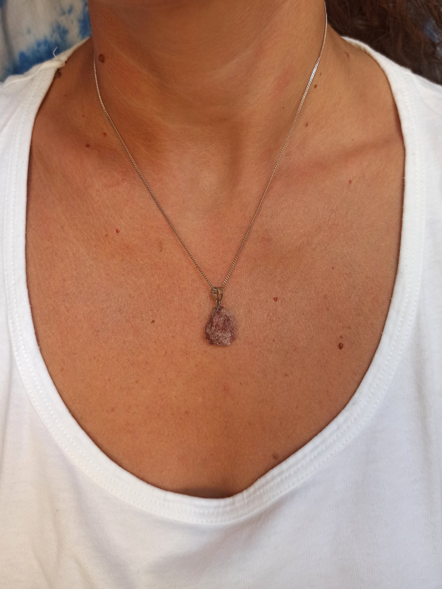 Raw hematoid strawberry quartz pendant pendant