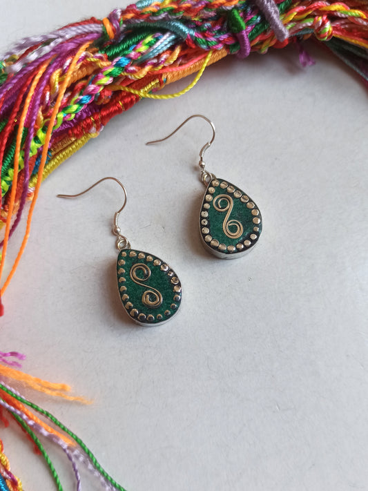 Nepalese turquoise drop earrings