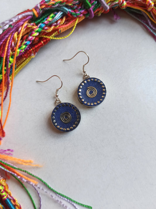 Round blue Nepalese earrings