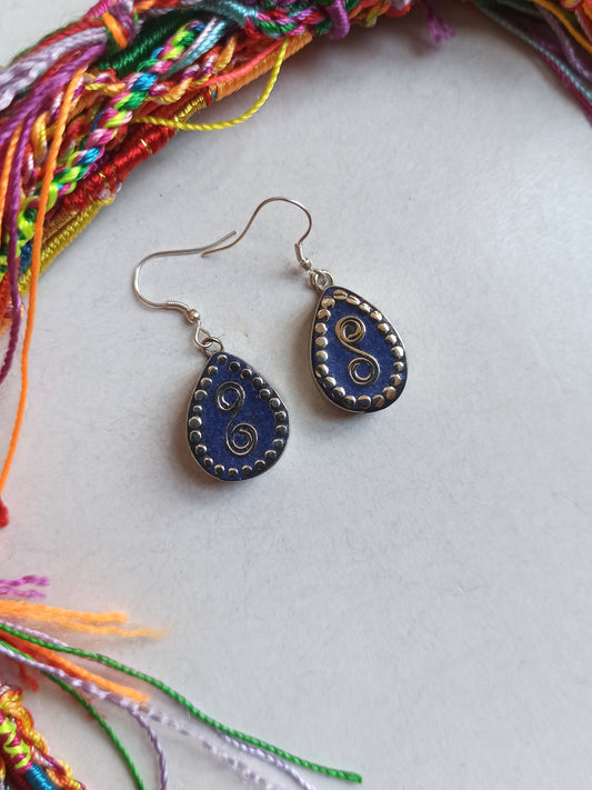 Nepalese blue drop earrings