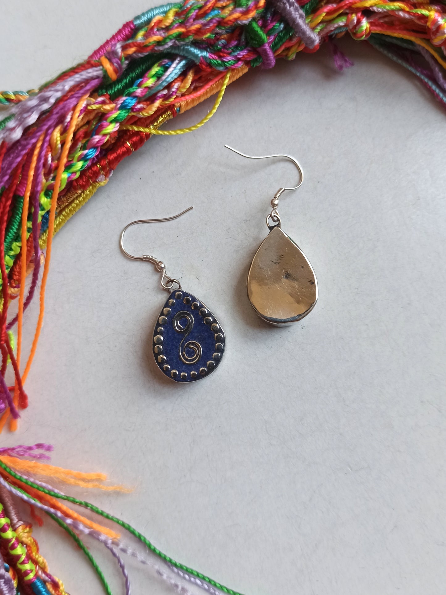 Nepalese blue drop earrings