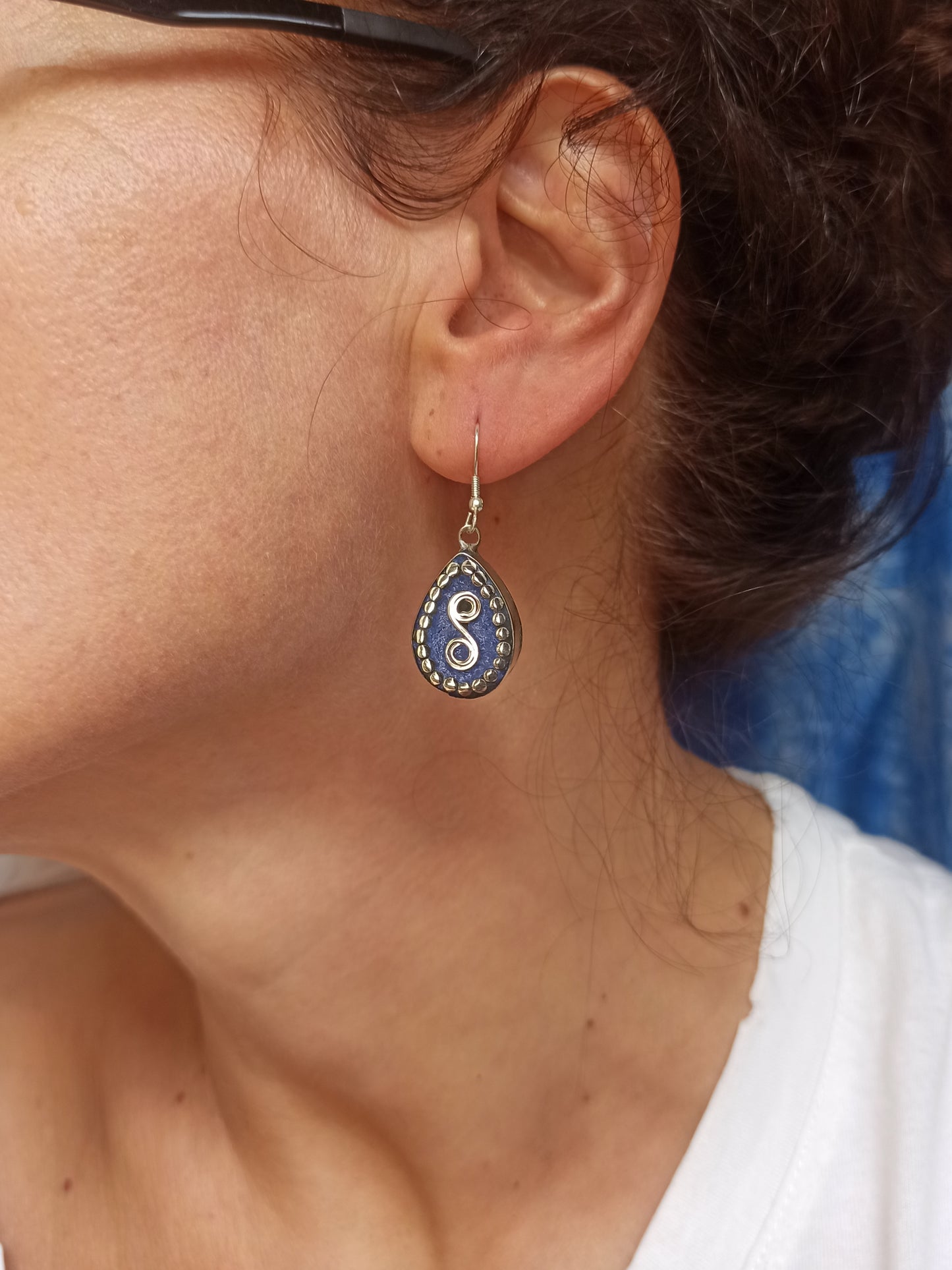 Nepalese blue drop earrings