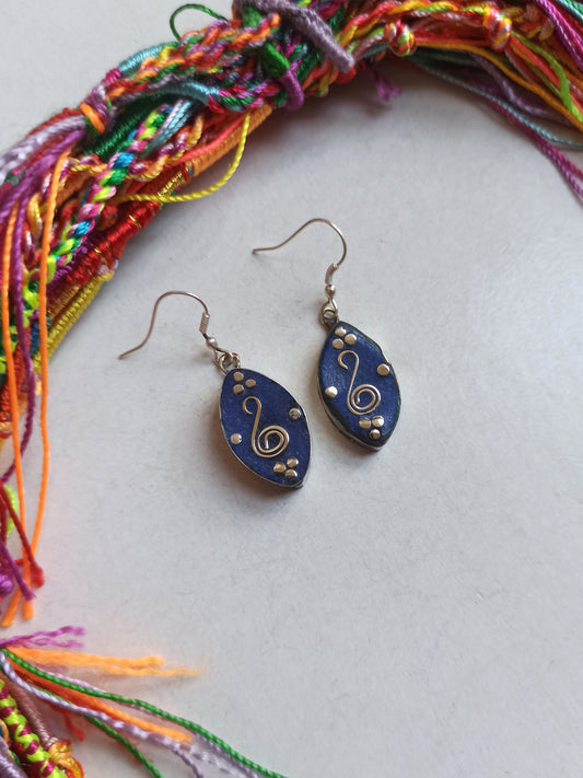 Nepalese blue seed earrings