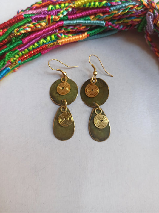 Double green golden earrings