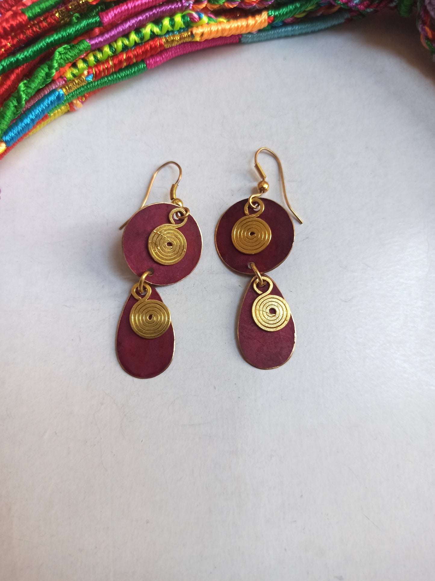 Double red golden earrings