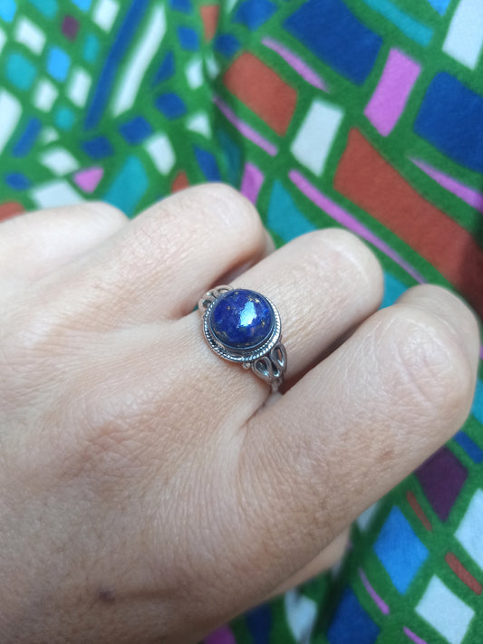 925 lapis lazuli K18 silver ring