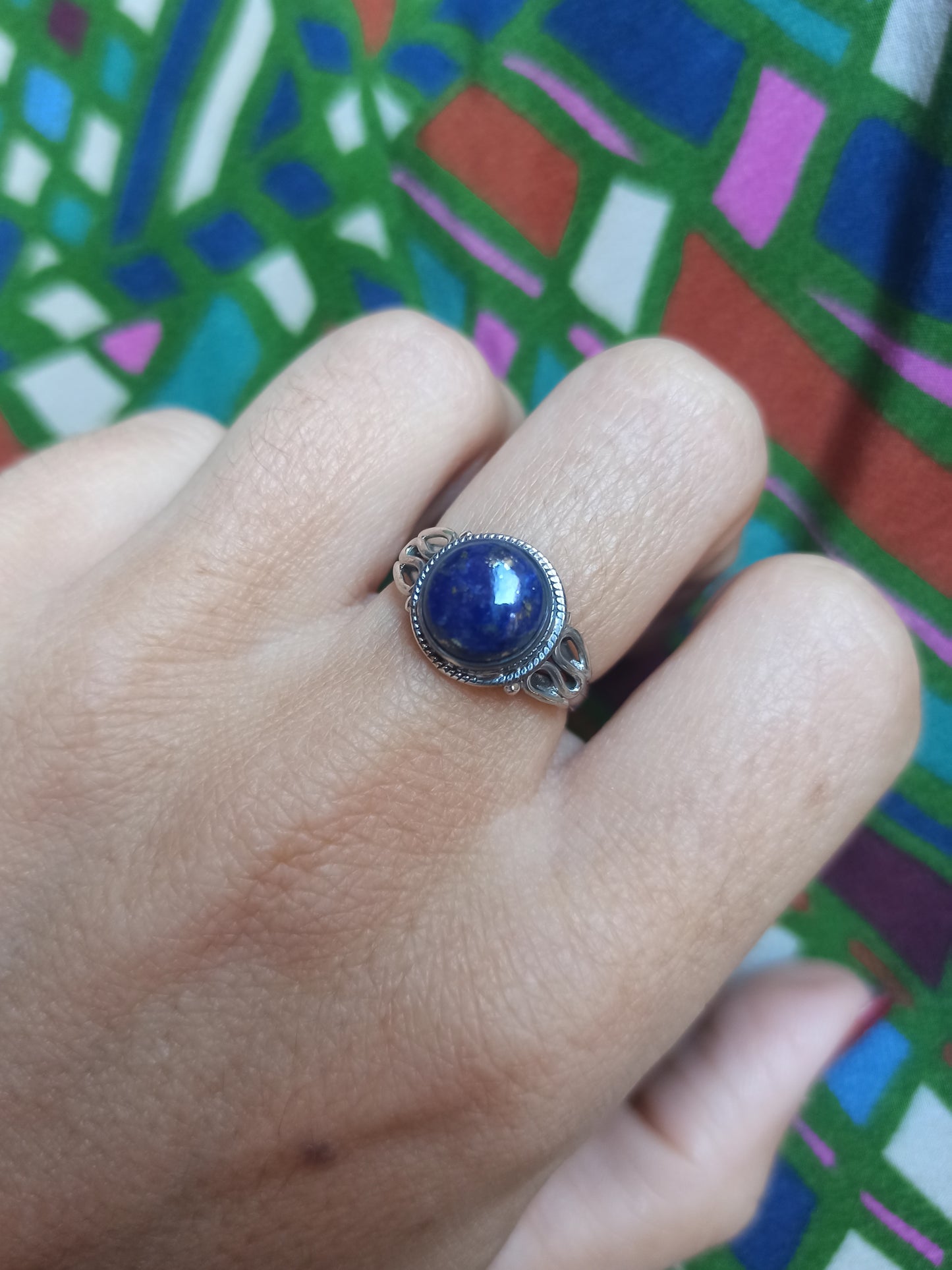 925 lapis lazuli K18 silver ring