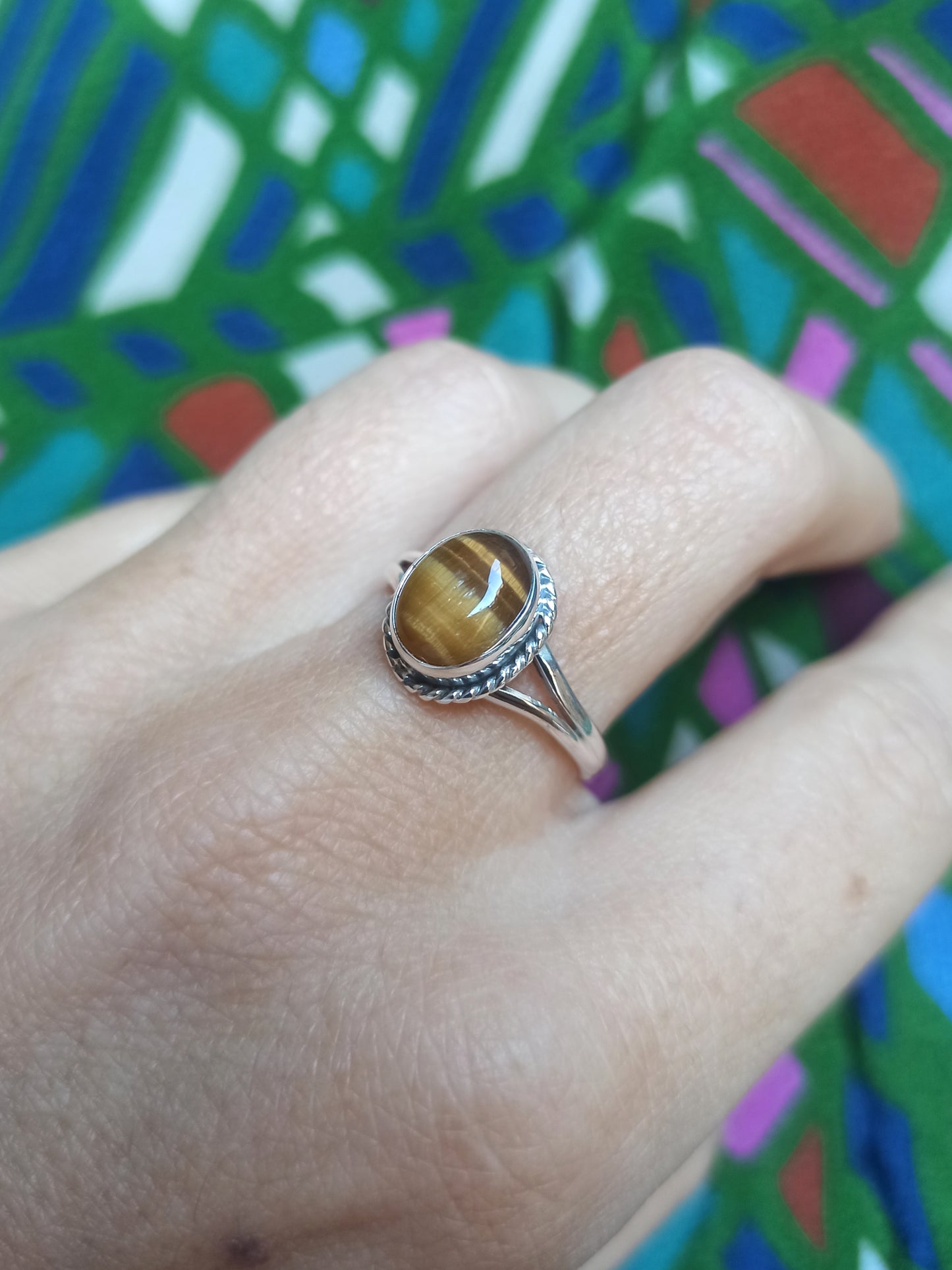 K12 tiger eye 925 silver ring