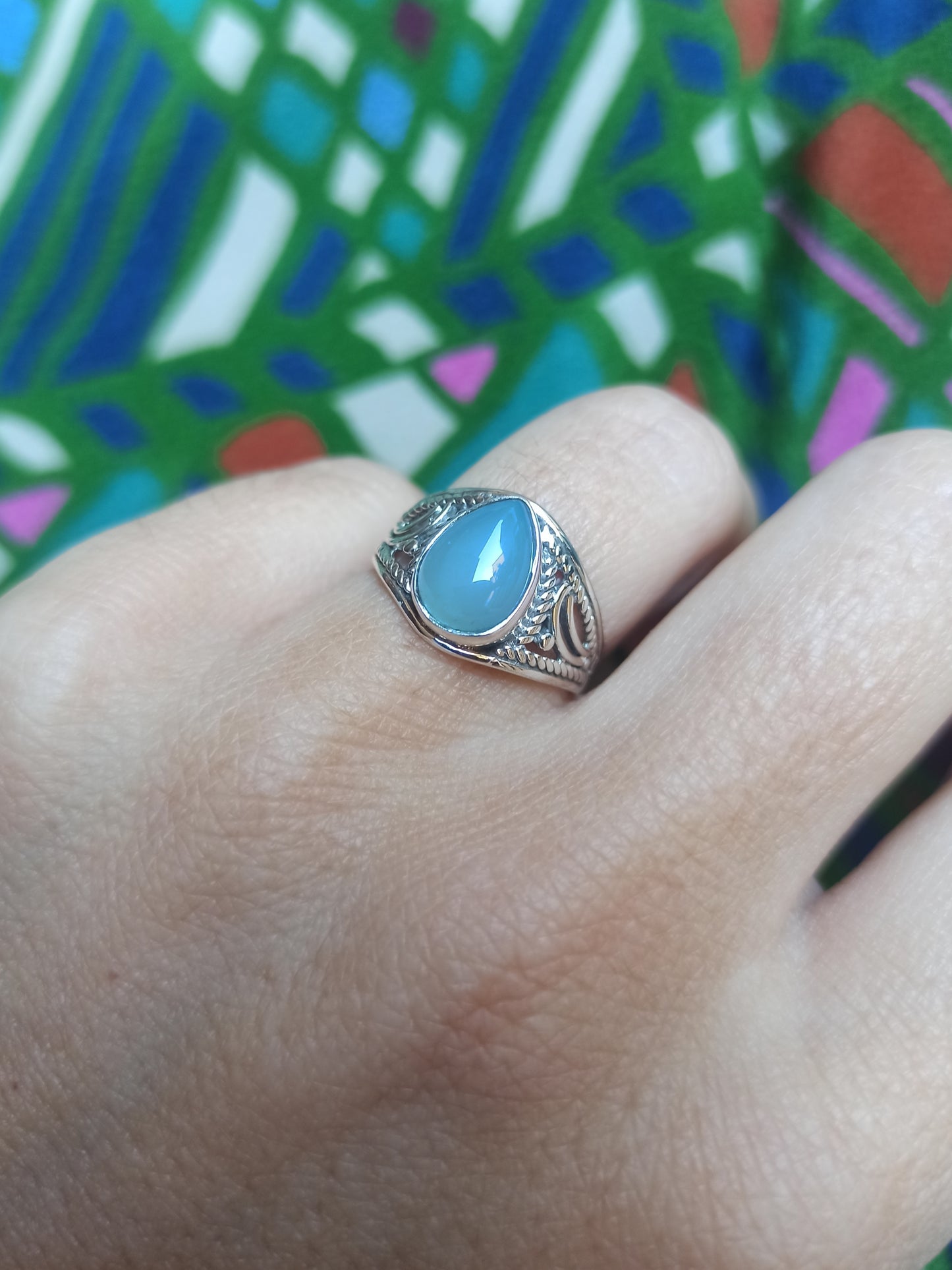 K1 chalcedony 925 silver ring