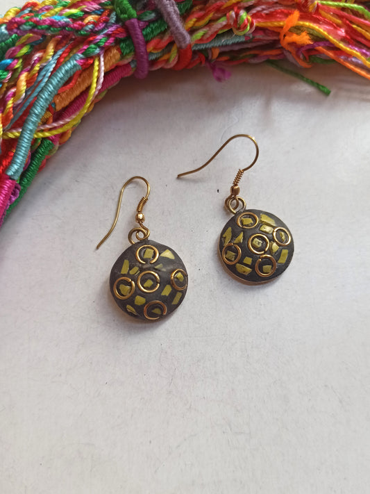 Yellow Nepalese mosaic earrings