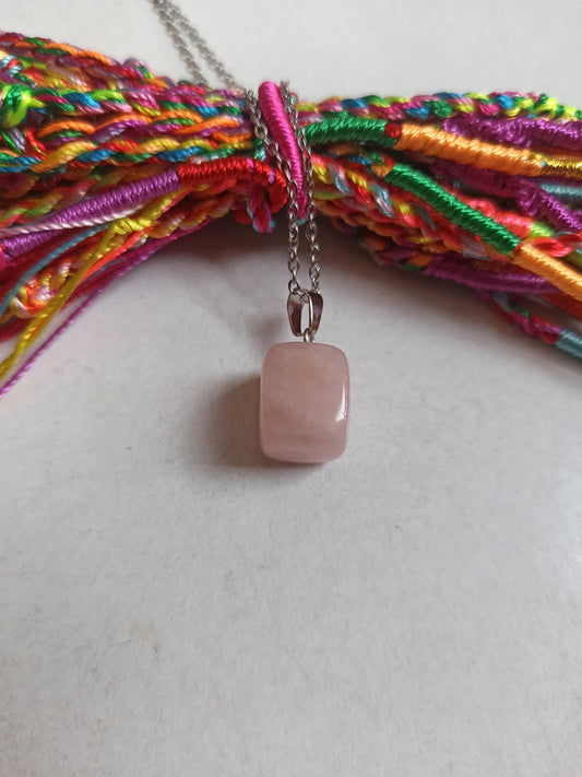 Tumbled rose quartz pendant pendant