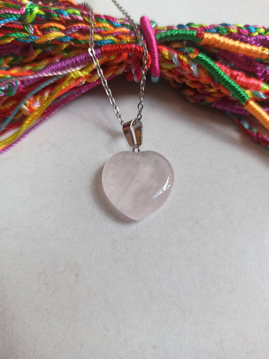 Heart rose quartz pendant pendant