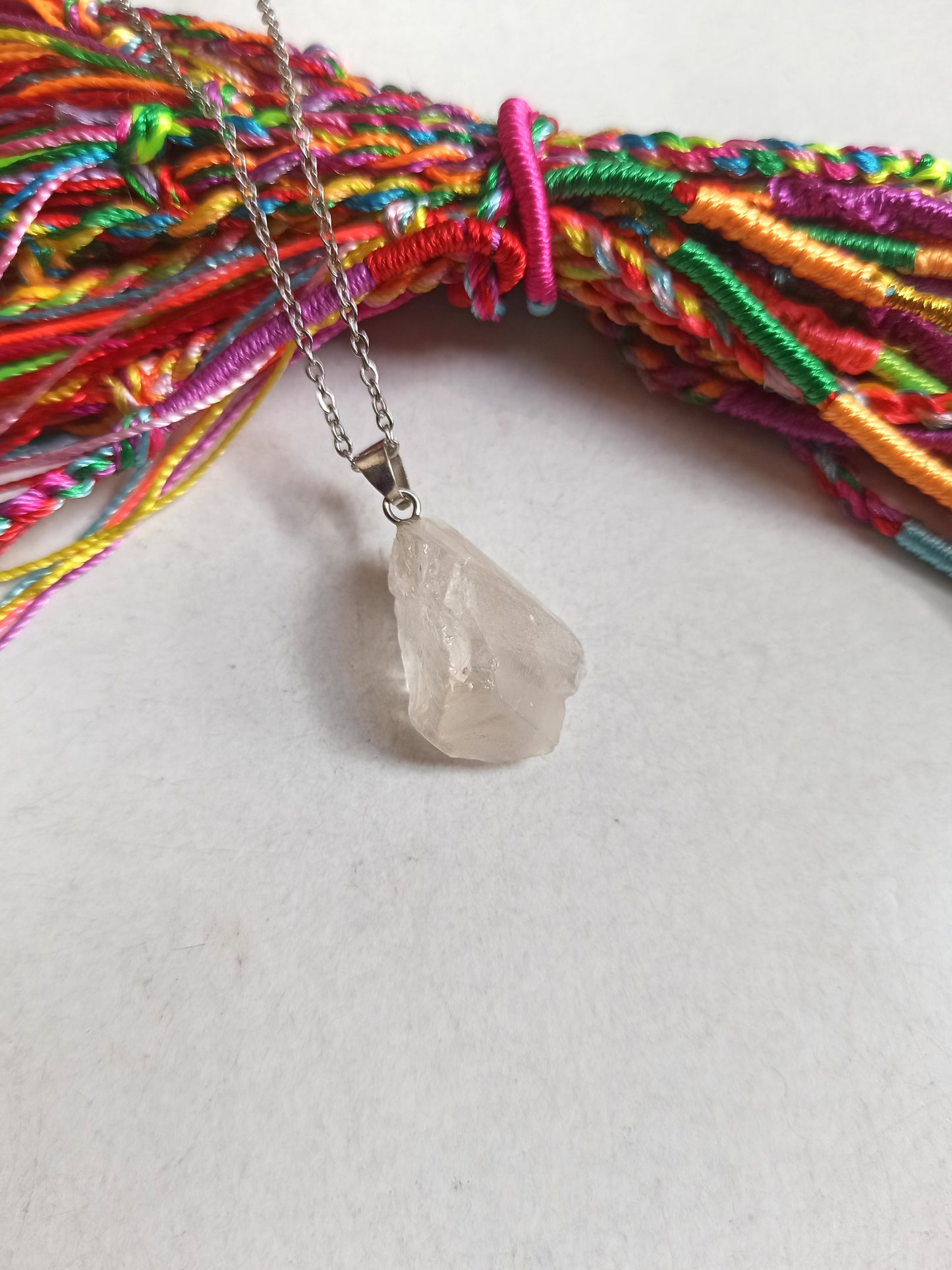 Raw rock crystal pendant pendant