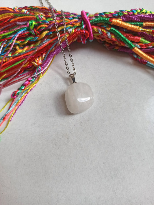 Tumbled rock crystal pendant