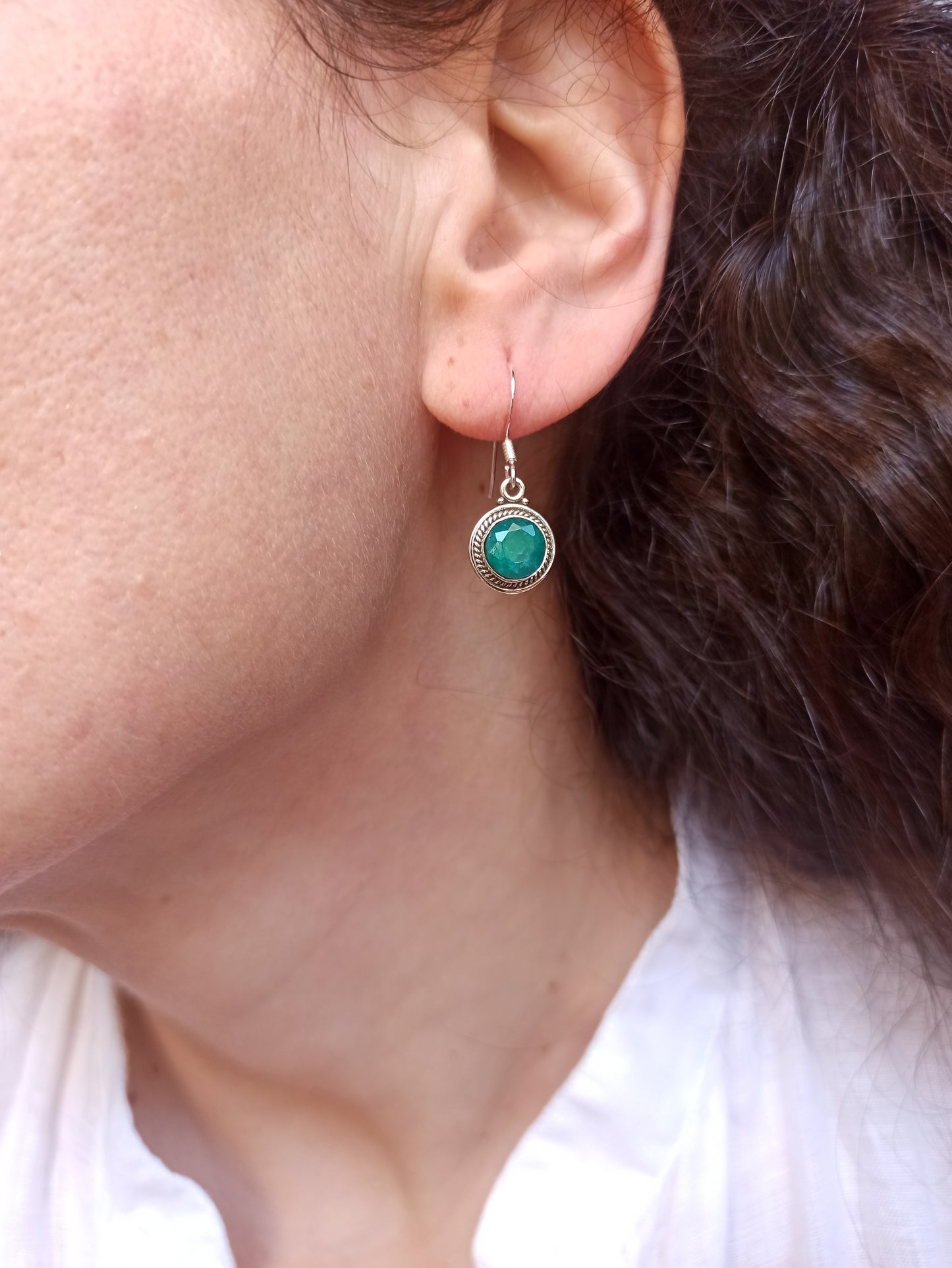 Emerald root 925 silver earrings