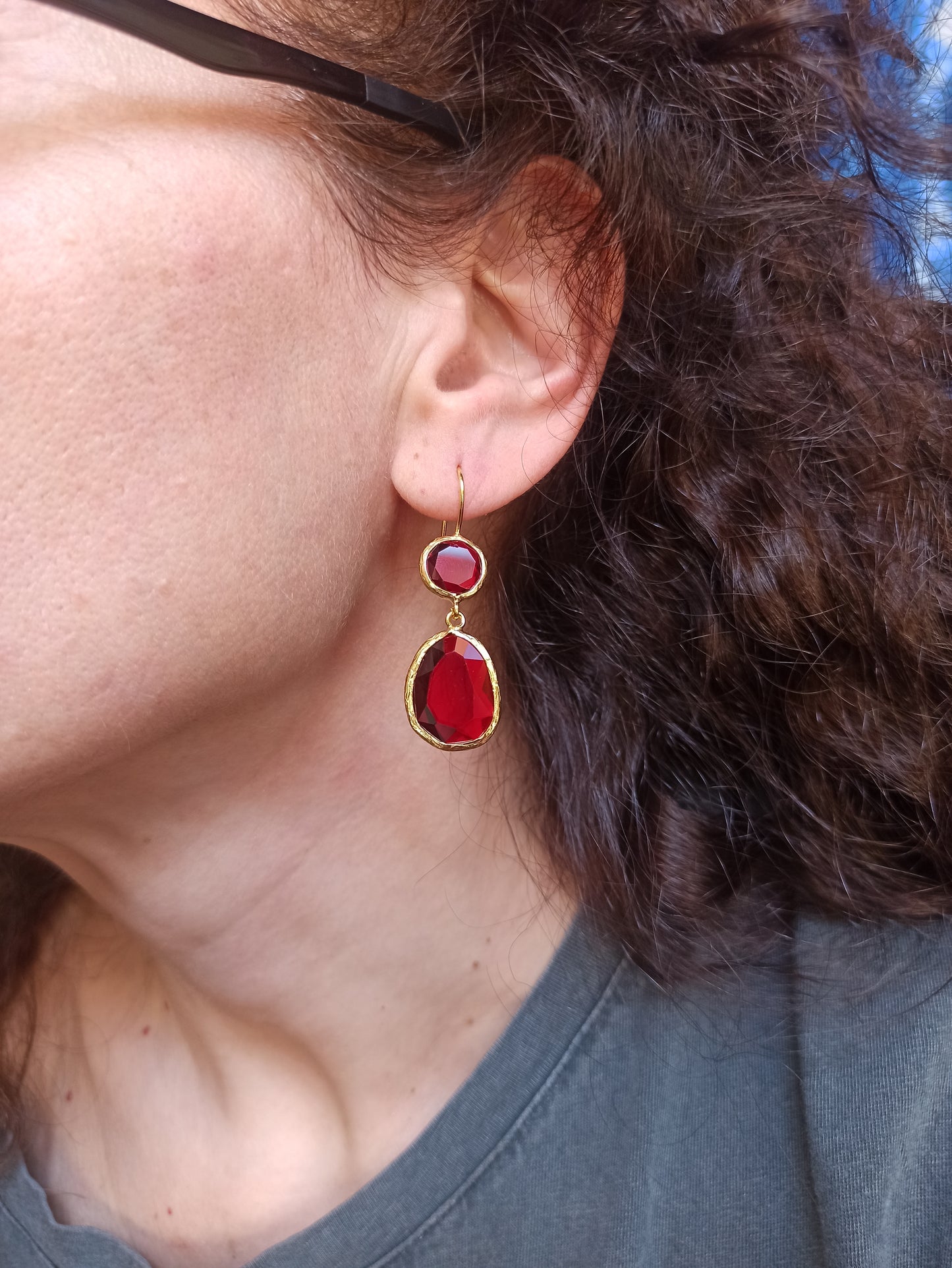 2 red stone earrings