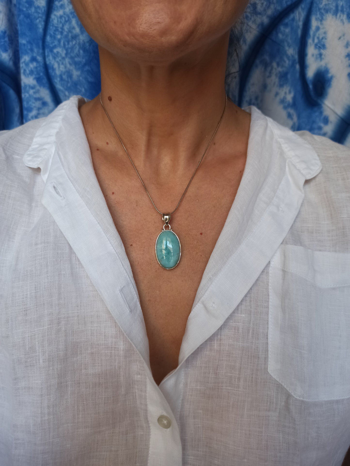 925 silver larimar C3 pendant