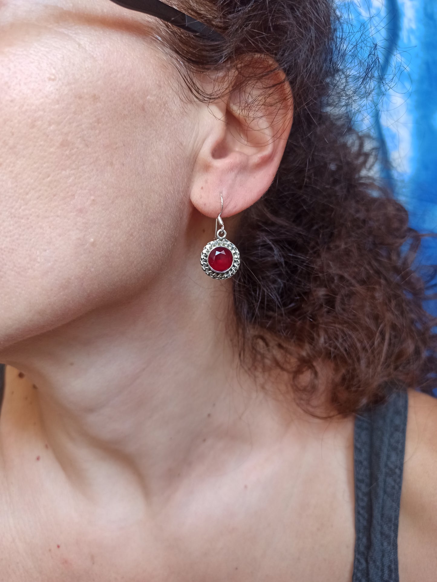 925 silver ruby ​​earrings