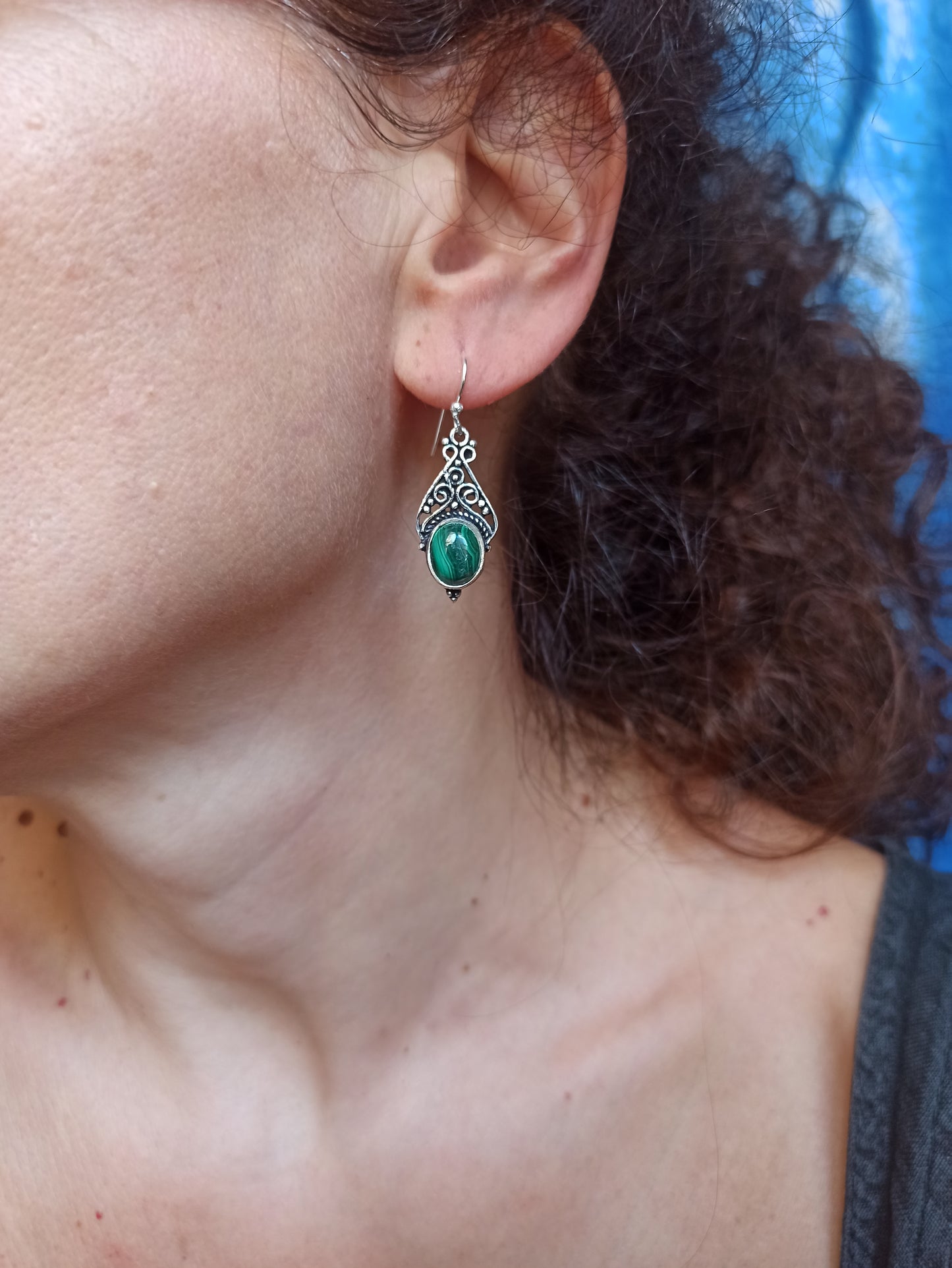 Malachite 925 silver earrings