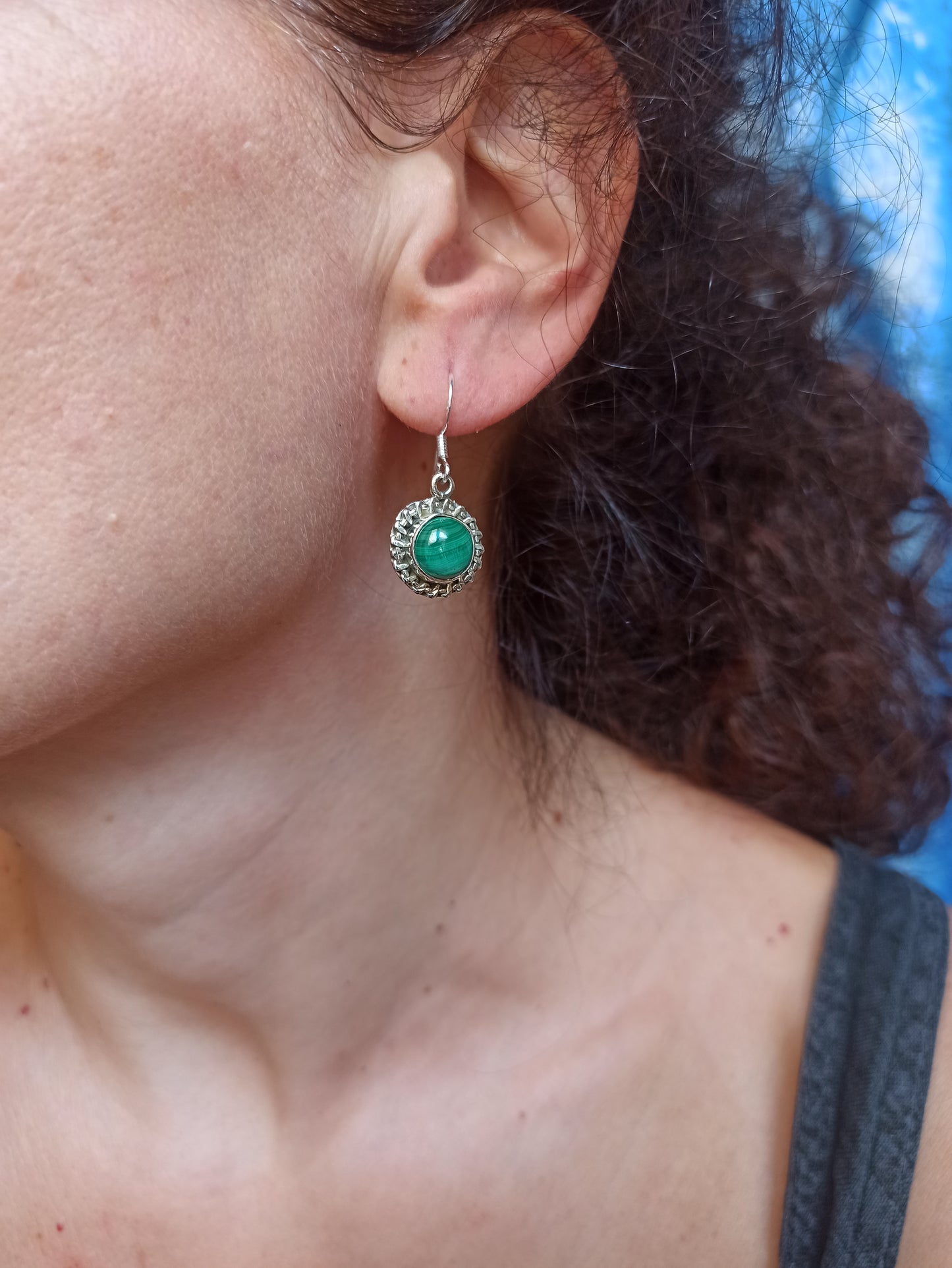 Malachite 925 silver earrings