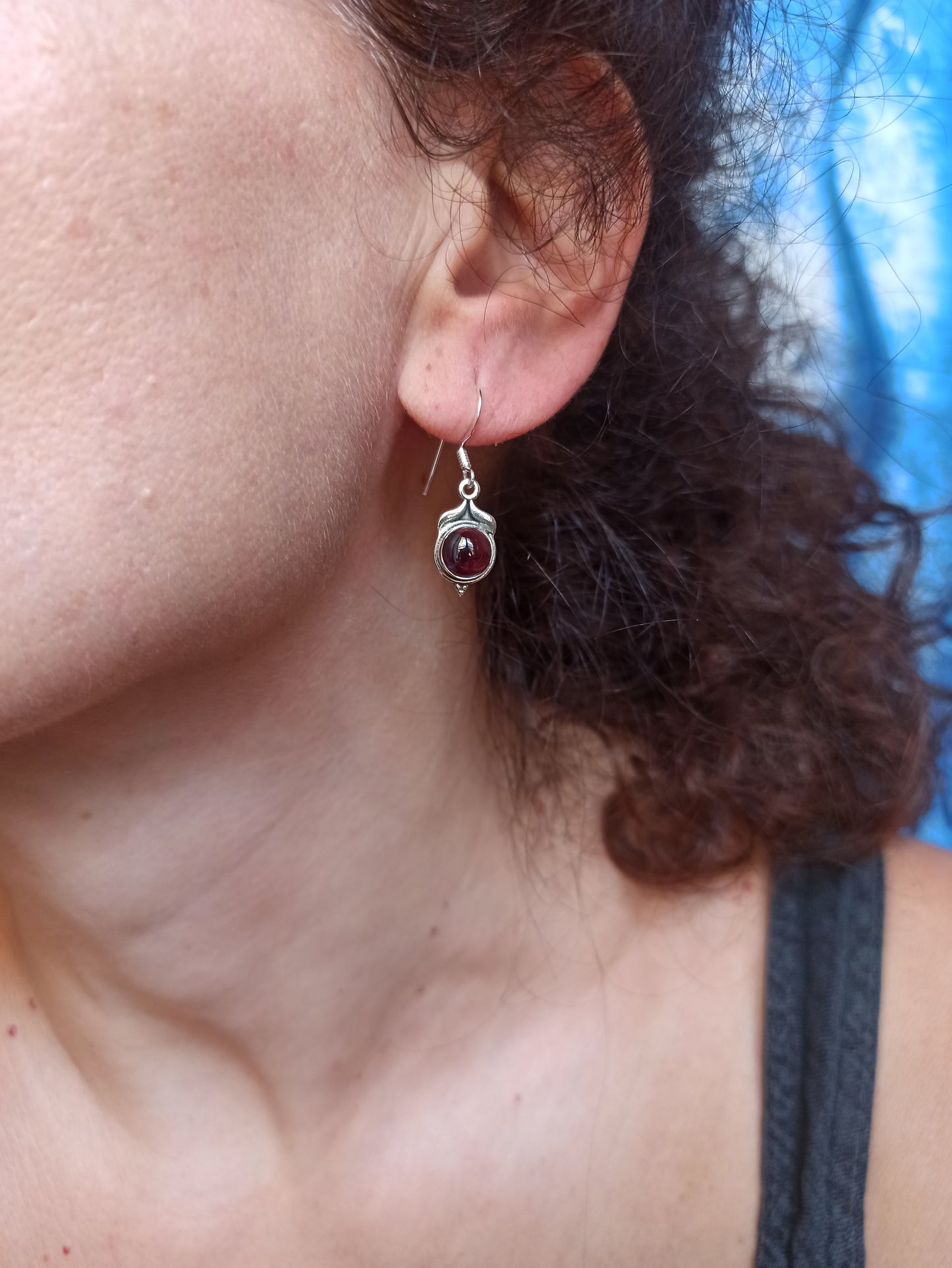 925 garnet silver earrings