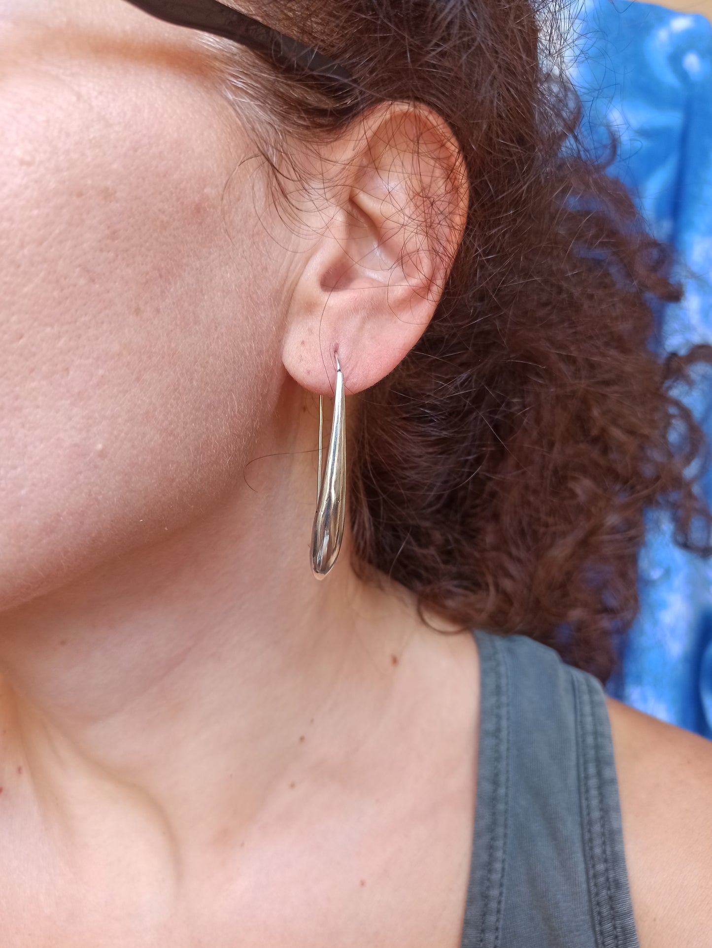 Long Drop Dangle Silver Boho Earrings