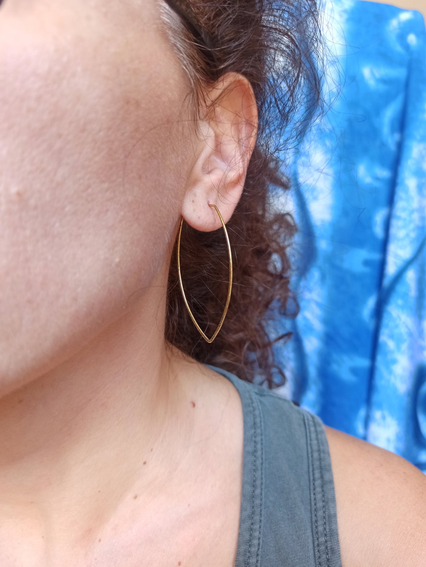 Boho golden drop hoop earrings