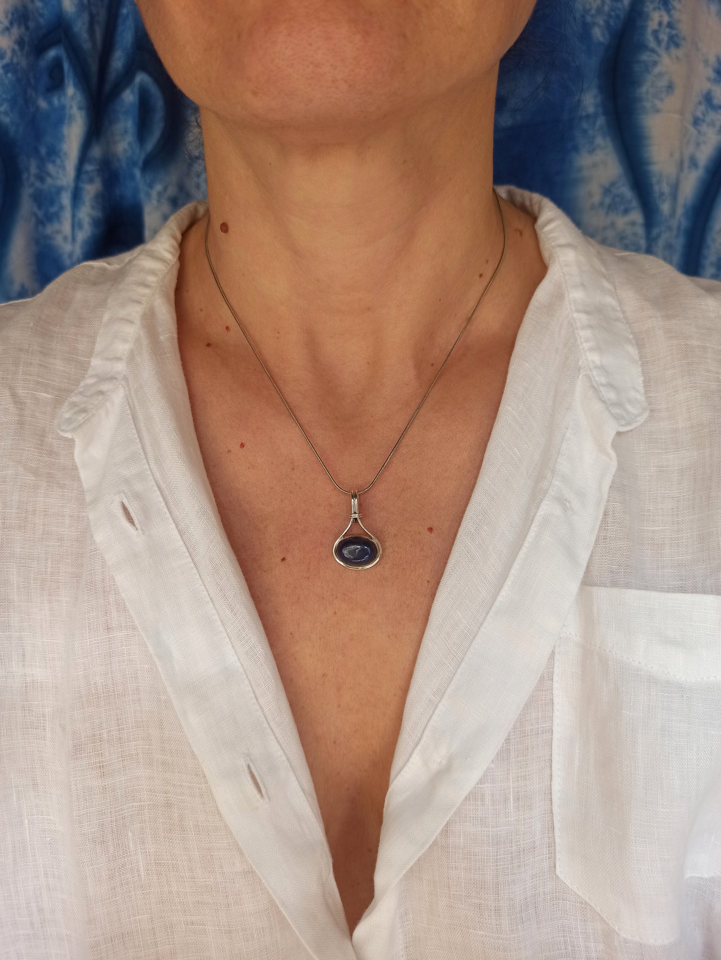 925 Silver Pendant Lapis C59