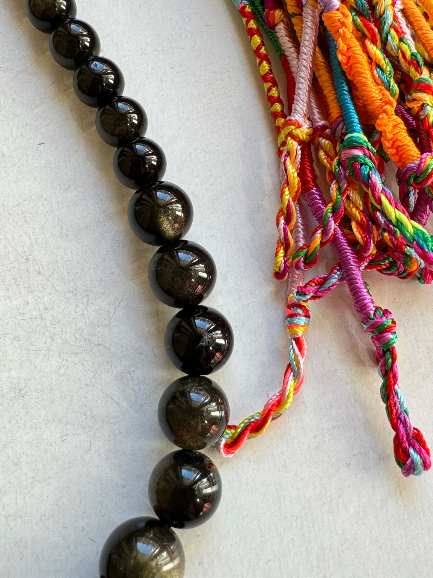 Golden black obsidian necklace