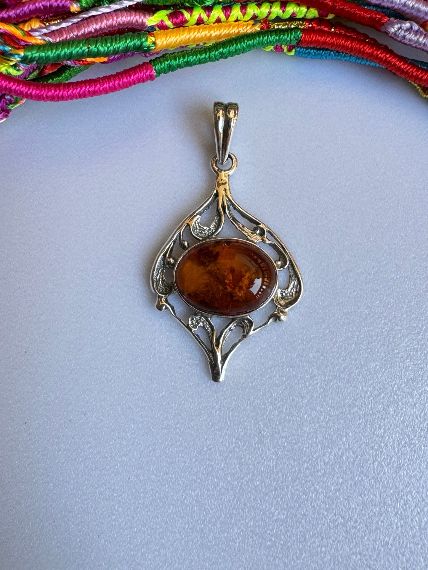 C13 amber 925 silver pendant