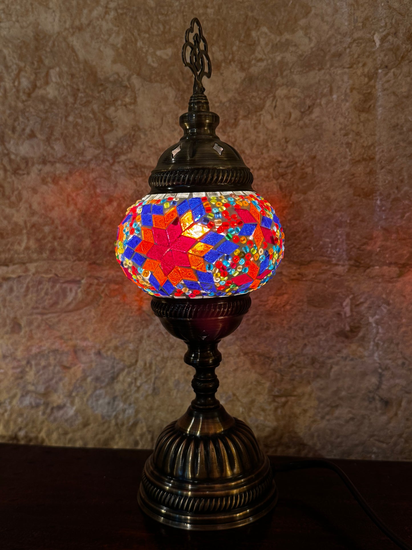 Turkish mosaic glass lampshade lamp, ethnic furniture 1S