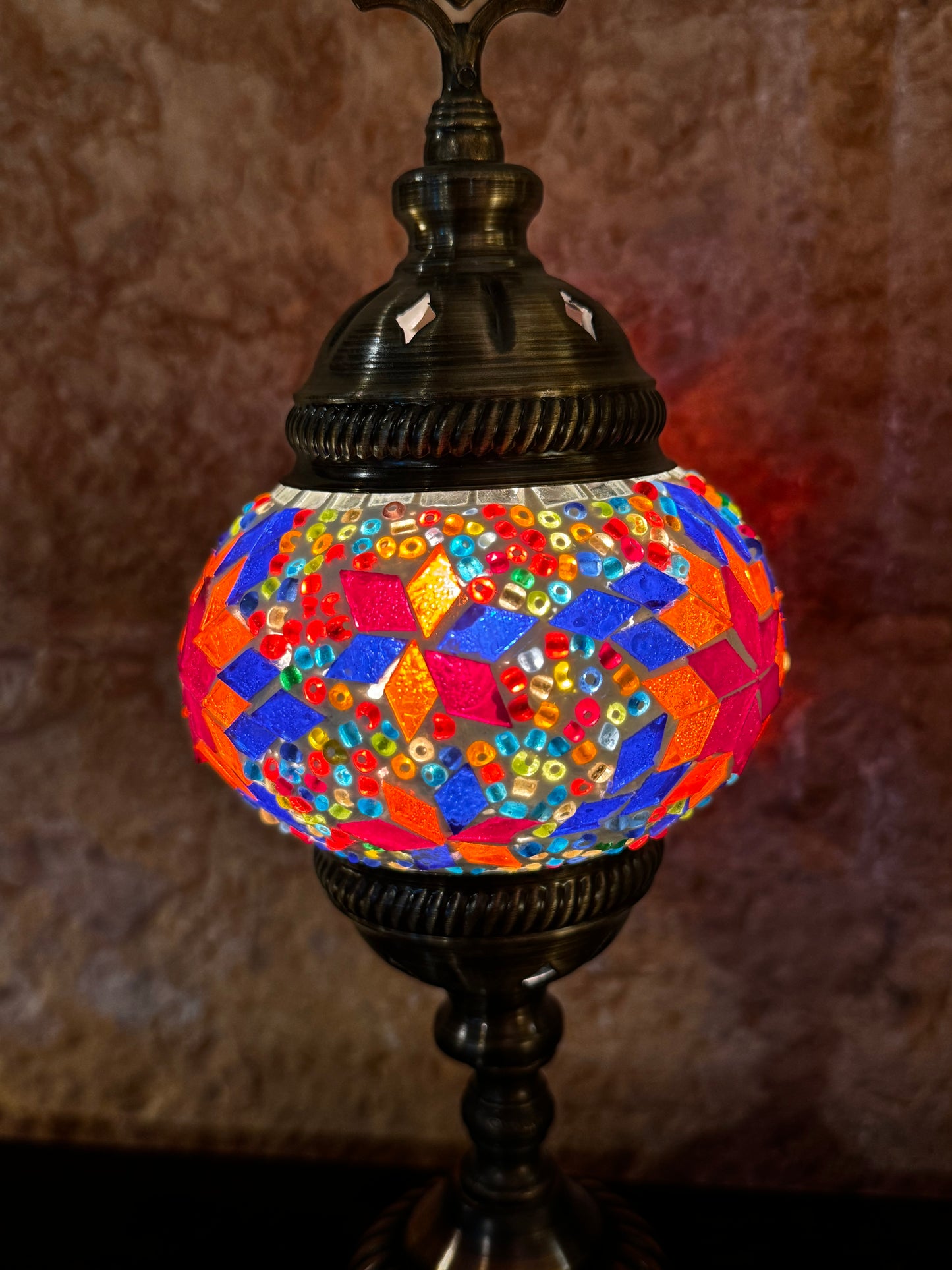 Turkish mosaic glass lampshade lamp, ethnic furniture 1S