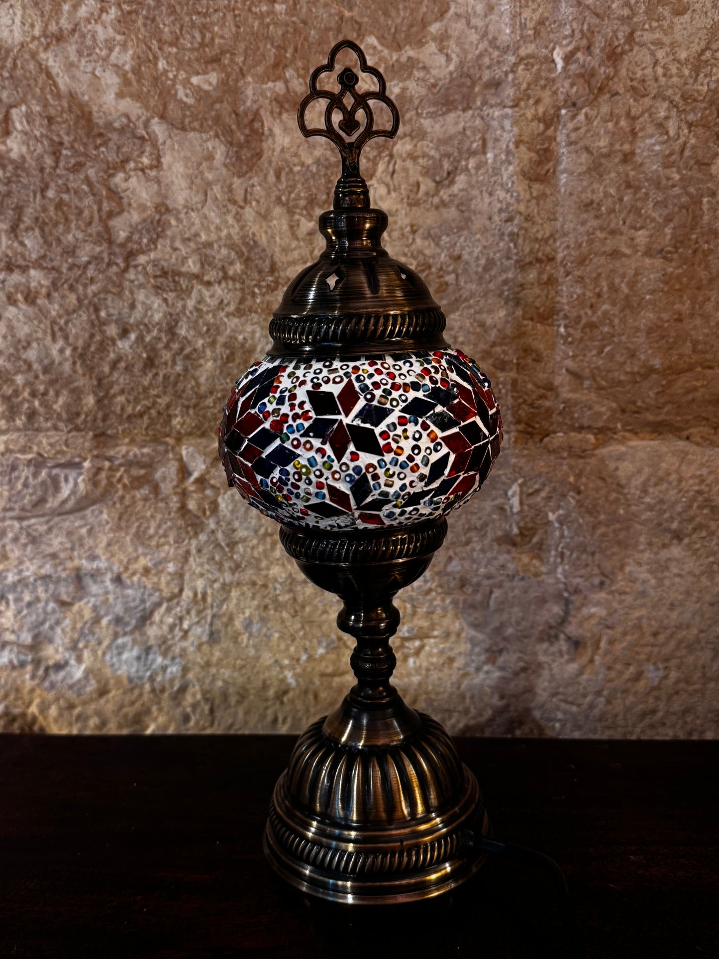 Turkish mosaic glass lampshade lamp, ethnic furniture 1S