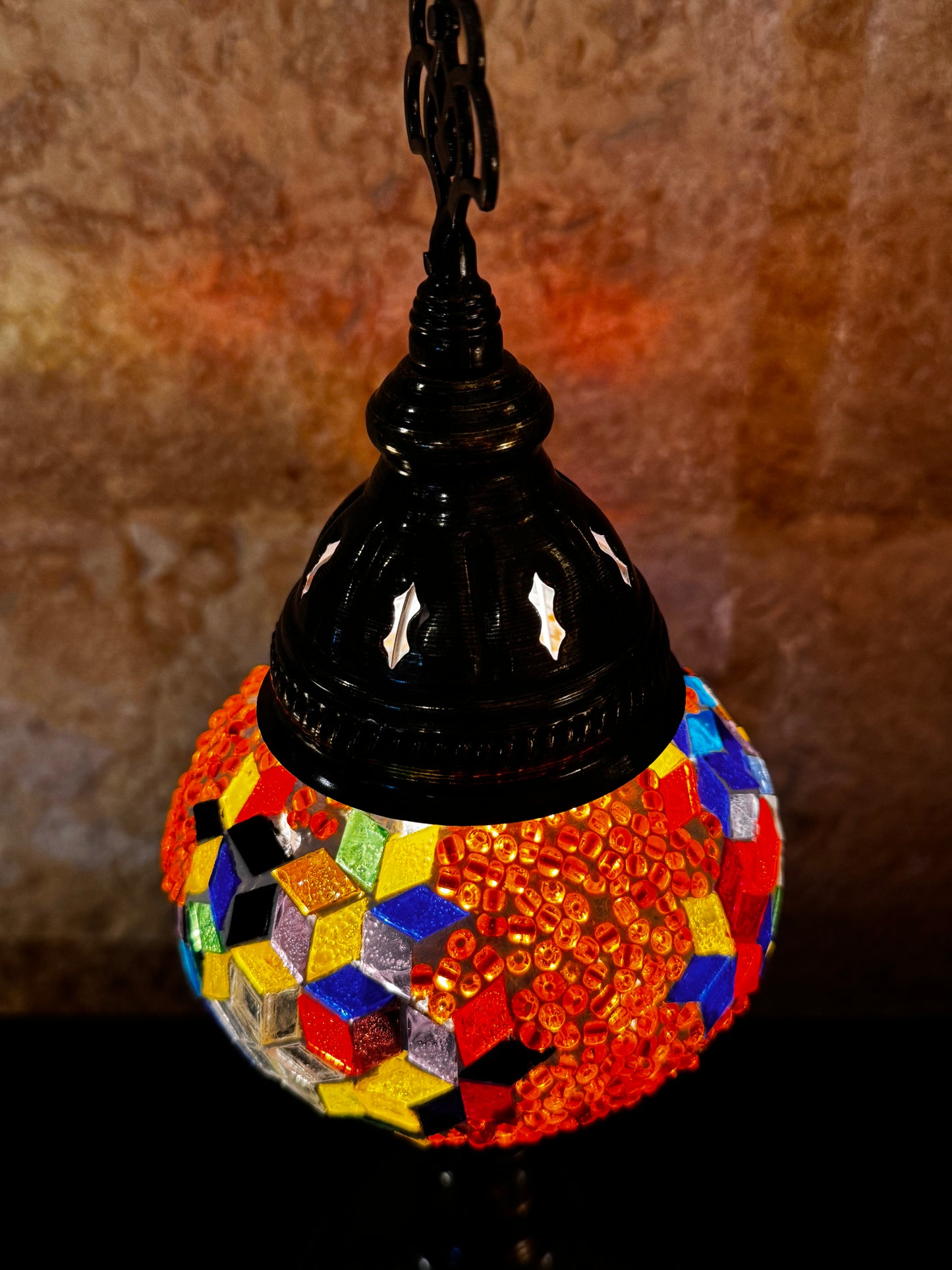 Türkische Mosaikglas-Lampenschirmlampe, ethnische Möbel 2S