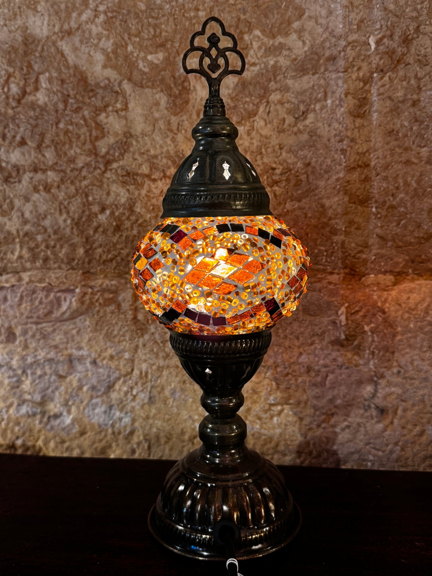 Türkische Mosaikglas-Lampenschirmlampe, ethnische Möbel 4S