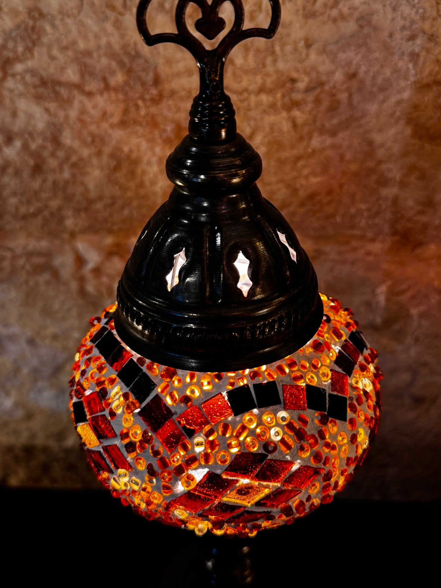 Türkische Mosaikglas-Lampenschirmlampe, ethnische Möbel 4S