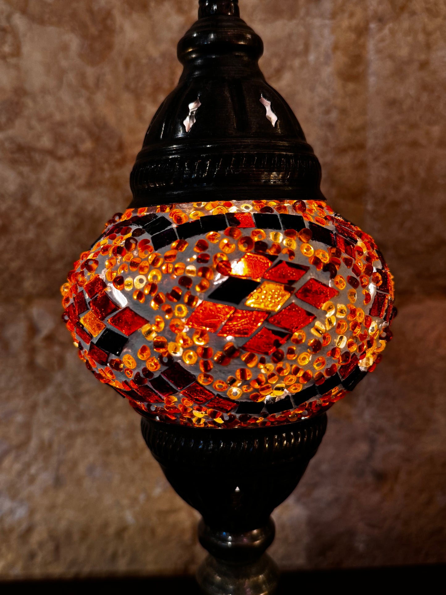 Türkische Mosaikglas-Lampenschirmlampe, ethnische Möbel 4S