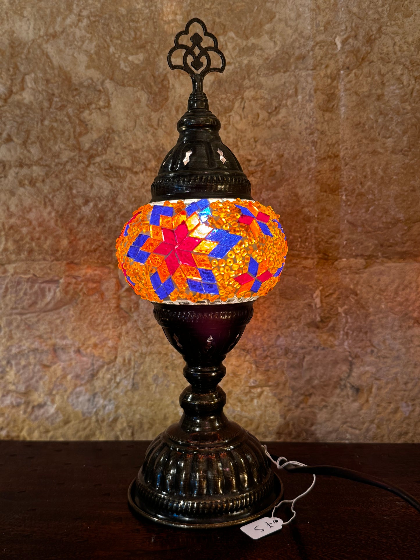 Turkish mosaic glass lampshade lamp, ethnic furniture 7S